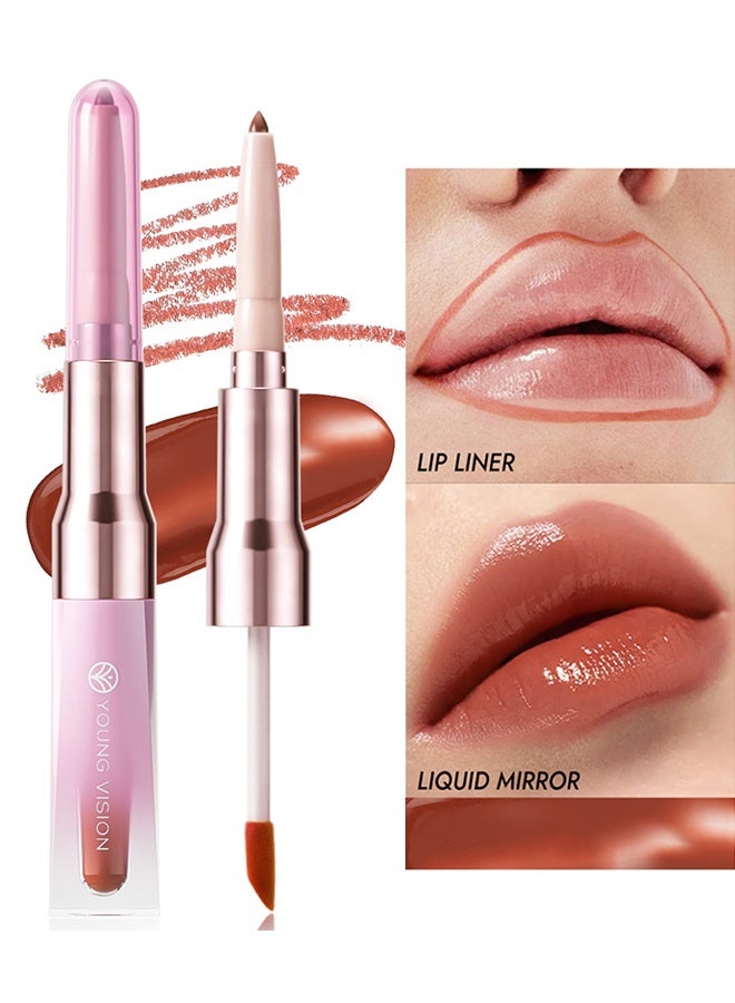 YOUNG VISION Lip Liner & Liquid Mirror,2-IN-1 Lip Stain Lip Liner and Lipstick Set, Long Lasting Waterproof labiales lipstick #05 - Image 1